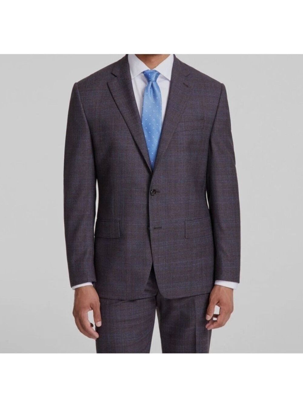 Michael Kors Men's Charcoal/Brown Wool Plaid Classic Fit Blazer Suit Jacket 36S